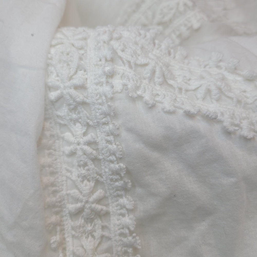 Soft Surroundings White‎ Embroidered Crochet Tunic Top Blouse Bohemian Large - Picture 7 of 7